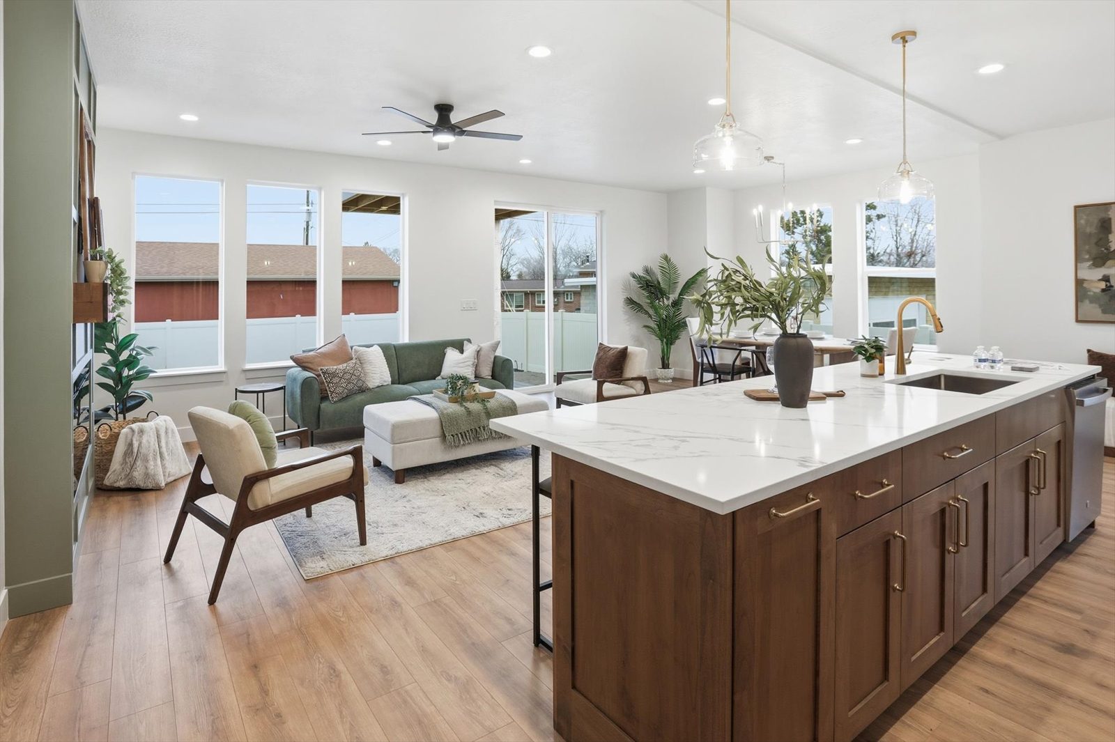 Open-concept living and kitchen